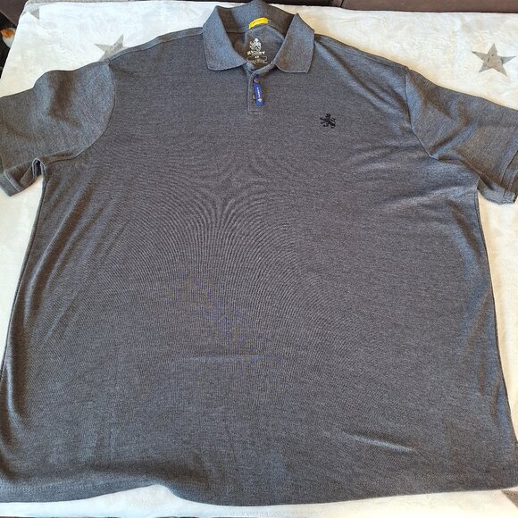 Rugby University Heather Gray Mens Size 4X Polo Shirt Short Sleeve Liquid Touch - Picture 1 of 9